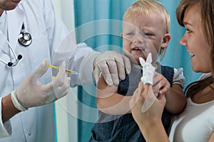 Frightened baby before an injection