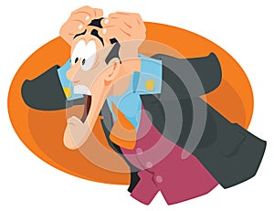 Frightened businessman. Business problems. Illustration for internet and mobile website