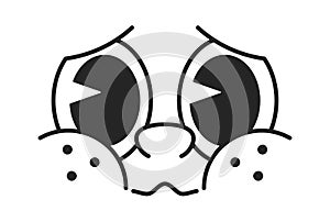 Frightened caricature comic childish face