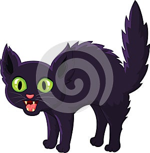 Frightened cartoon black cat