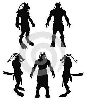 A frightening werewolf vector silhouette