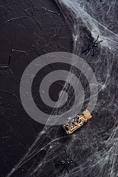 Frightful still life for Halloween, on wooden background