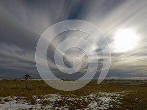 Frigid Cold Winter Grasslands Covered in Snow in Colorado