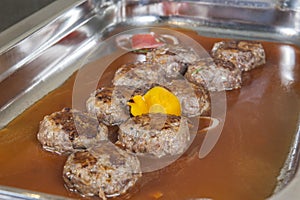 Frikadellen meat patties at a restaurant buffet photo
