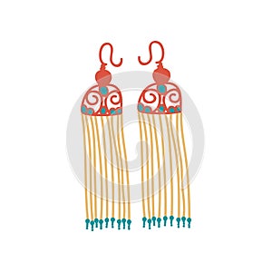 Fringe Earrings, Fashion Jewelry Accessories Vector Illustration