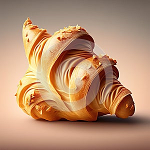 Frisch gebackenes Croissant von goldener Farbe , Generative AI photo