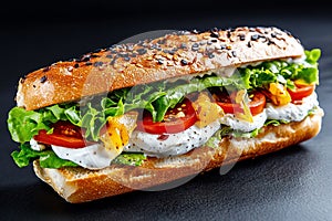 Frisches Sandwich, hausgemachte Mayo, knackige Gurke verleiht jedem Biss einen frischen Kick photo