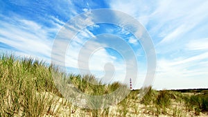 Frisian island Ameland with lighthouse in background