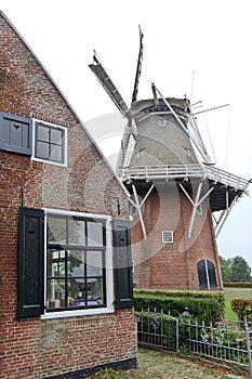 Frisian smock mill Zeldenrust in Dokkum, Holland