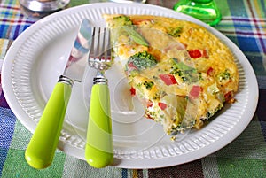 Frittata with broccoli,ham and red pepper