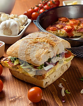 Frittata with ciabatta sandwich