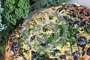 Frittata with mushrooms and kale