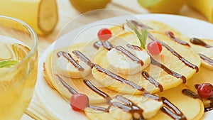 Fritters with fresh fruits and berries
