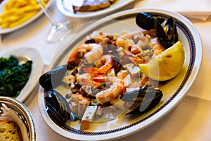 Frittura di mare, fried assorted seafoods photo