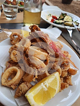 Frittura di pesce fish lemon photo