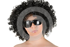 Frizzy woman with sunglasses