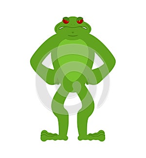 Frog angry. Toad evil emotions avatar. Anuran aggressive. Vector illustration photo