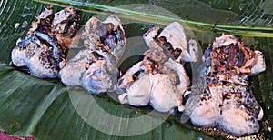 Frog on banana leaf to prepare food