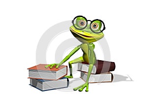 Frog and books