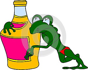 Frog with a bottle