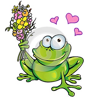 frog with bouquet