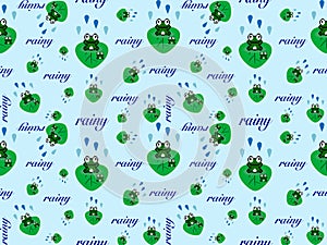 Frog cartoon character seamless pattern on blue background. Pixel style