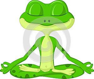 Frog cartoon doing yoga