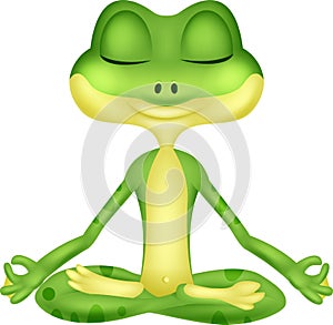 Frog cartoon doing yoga photo