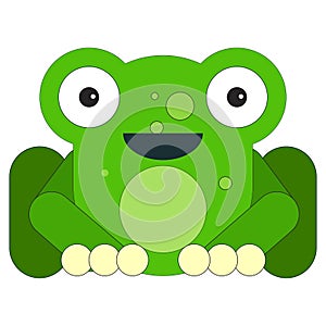 Frog in cartoon flat style