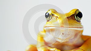 frog closeup on white. White-lipped tree frog Litoria infrafrenata on white background AI Generative