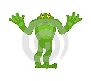 Frog confused oops. Toad perplexed emotions. Anuran surprise. Vector illustration photo