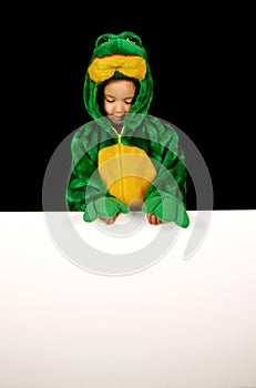 Frog Costume with Blank Sign