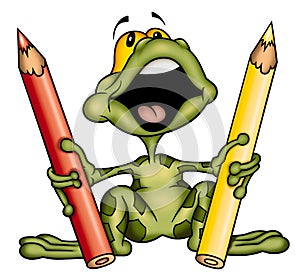 Frog with crayons