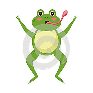 frog eating fly illustration
