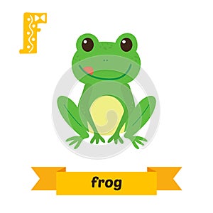 Frog. F letter. Cute children animal alphabet in vector. Funny c