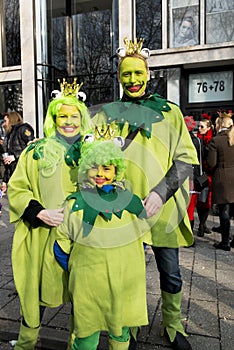 Frog family on Mardi Gras in Duesseldorf