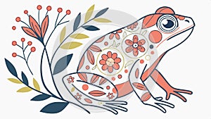 Frog with floral patterns, amphibian and decorative art illustration vector design Generative AI photo