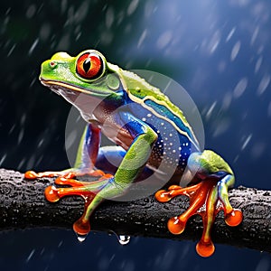 Frog on glass isolated white