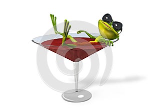 Frog in a glass of wine