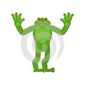 Frog happy. Toad merry emotions. Anuran Joyful. Vector illustration photo