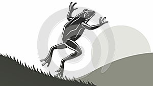 Frog on Hill Retro Sunset Vector Illustration, vector design Generative AI