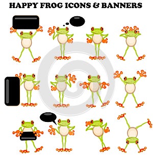Frog icons with a blank sign