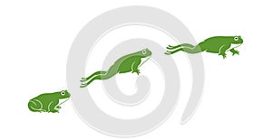 Frog jumping. Isolated frog jumping on white background