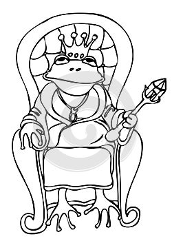 Frog king outline illustration