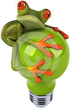 Frog with a light bulb