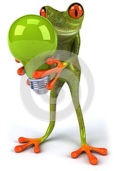 Frog with a light bulb