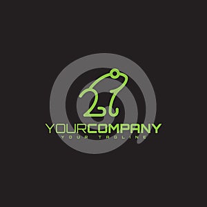 Frog line style design with color green for your business symbol