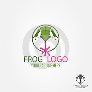 The frog logo with frog sticking out tongue concept.