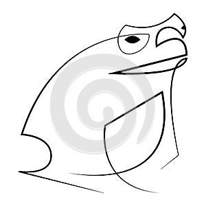 Frog logo. Line drawing of frog animal. Toad line design. Vector illustration.