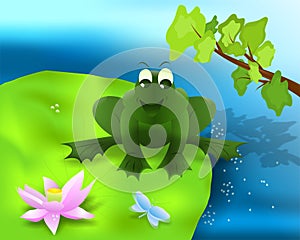 Frog on the lotus leaf, cdr vector